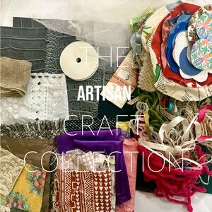 Curated Textile & Trim Craft Bundle — Fabric, Ribbon & Mixed Media Supplies